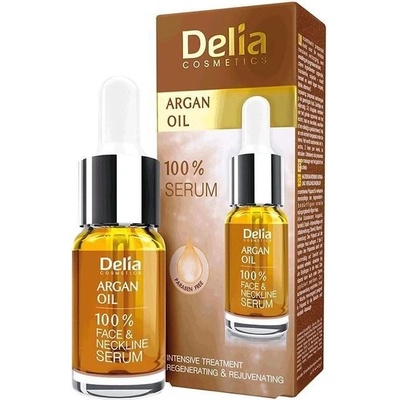 Delia Cosmetics 100% Serum Argan Oil intenzivní regenerační a omlazující sérum s arganovým olejem na obličej krk a dekolt Paraben Free 10 ml – Hledejceny.cz