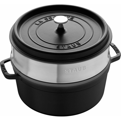 Staub 40510-606-0 Hrnec La Cocotte litinový s vložkou na napařování 5,25 l černý