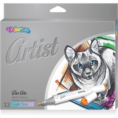 Skicovací fixy Colorino Artist -oboustranné 12 barev R81100