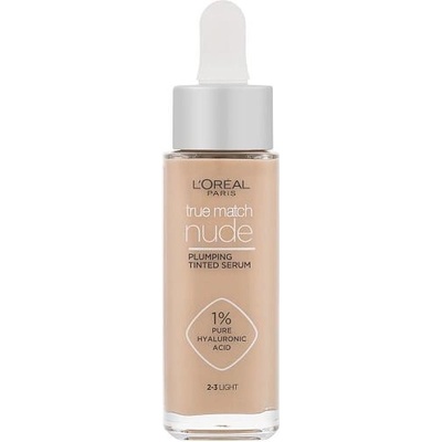 L'Oréal Paris True Match Nude Plumping Tinted Serum sérum pro sjednocení barevného tónu pleti 2-3 Light 30 ml