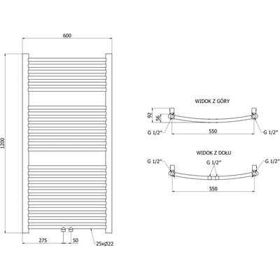Mexen Ares W102-1200-600-00-50 1200 mm x 600 mm zlatý