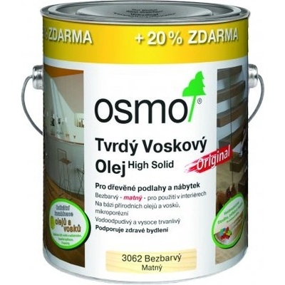 Osmo 3062 Tvrdý voskový olej Original 3 l bezbarvá matný – Hledejceny.cz