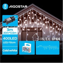 Aigostar B.V. Aigostar LED Vonkajšia vianočná reťaz 400xLED/8 funkcií 23x0,6m IP44 studená biela AI1413