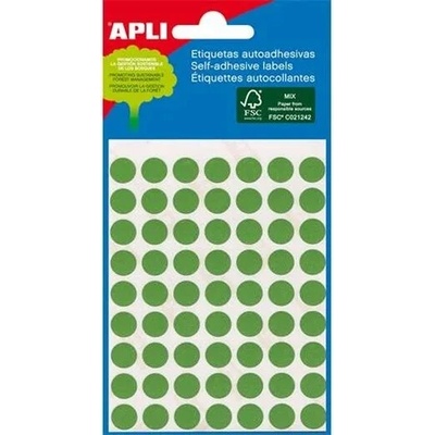 APLI Etikety, 8 mm okrúhle, ručne popisovateľné, farebné, APLI, zelené, 288 etikiet/bal