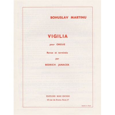 Bohuslav Martinů Vigilia noty na varhany, harmonium – Hledejceny.cz