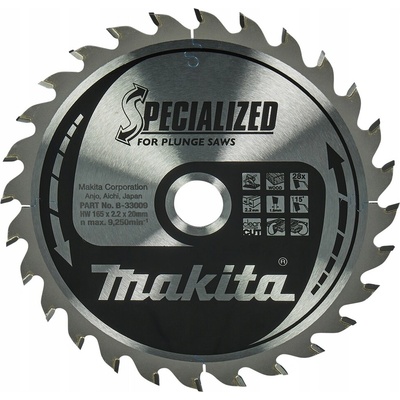 Řezný kotouč MAKITA Specialized T.C.T 165 x 20 mm 28 Z B-33009