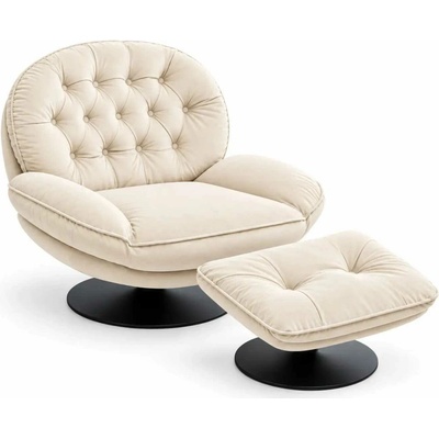 Luxuryform Design Otočné Luna s Podnožkou Krémové