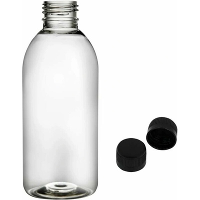 Tera Plastová lahvička čirá s černým uzávěrem 250 ml