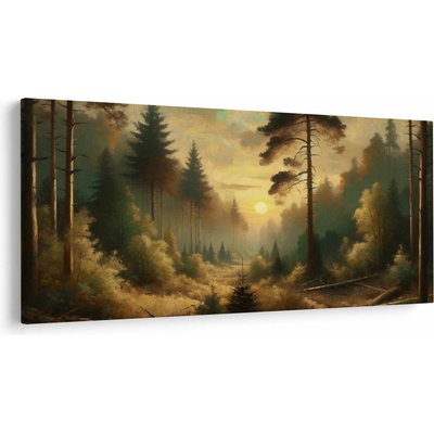 Obraz - Slnko žiariace lesom, jednodielne 200x100 cm