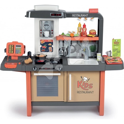 Smoby Restaurace s elektronickou kuchyňkou Kids Restaurant s funkční pokladnou s kávovarem a jídelním pultem 101 cm výška
