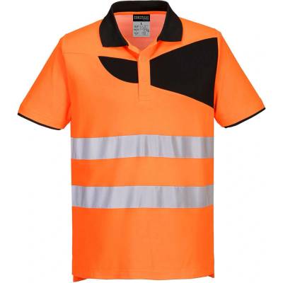 Portwest PW2 Hi-Vis Polo tričko S/S Oranžová/Čierna XXXL