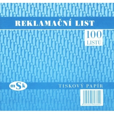 MSK 380 Reklamační list 2/3 A4 – Hledejceny.cz
