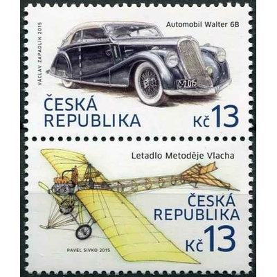 Česká pošta (2015) č. 838 - 839 ** - Česká republika - historické auto + letadlo (4)