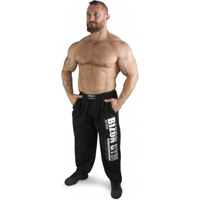 Bizon Gym tepláky 107 černá/bílo-šedá