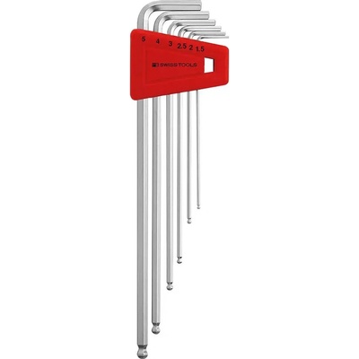 PB Swiss Tools Zástrčné klíče imbus 1,5 ÷ 5 mm dlouhé s kul. hlavouSada 6 dílů PB 212.LH-5