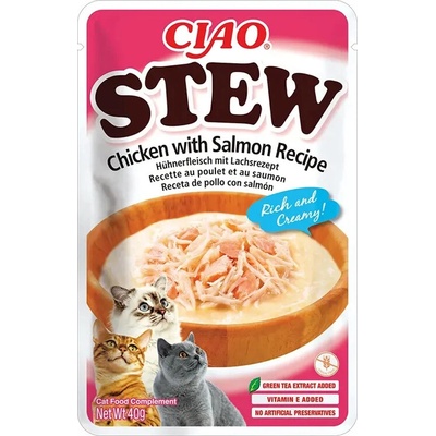 Inaba Cat CIAO Stew Kurací krém s lososom 40 g