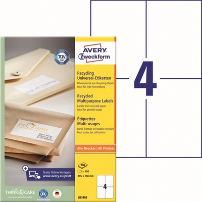 Avery Zweckform Etikety 100 listů A4 bílé 105 x1 48 mm univerzální 3483 – Hledejceny.cz