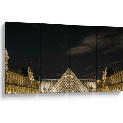 Obraz - Louvre v noci, Čtyřdílný 160x80 cm
