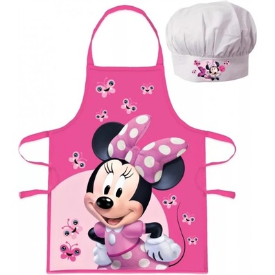 Euroswan zástěra s kuchařskou čepicí Minnie Mouse Disney motiv s motýlky