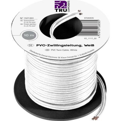 Tru Components 1571331 lanko 2 x 0.75 mm² biela 10 m