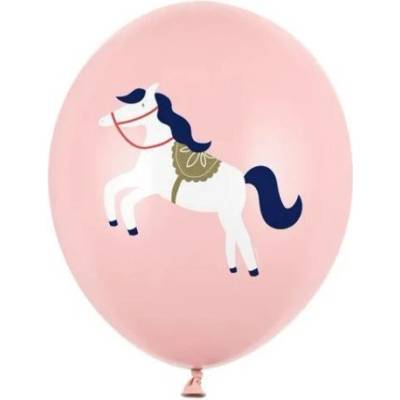 Party Deco Balónky s potiskem 30 cm koník pastelově růžová