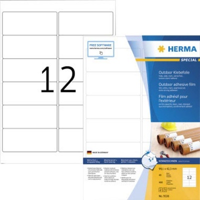 Herma 9538 99.1 x 42.3 mm fólia, matná biela, 480 ks extra silné