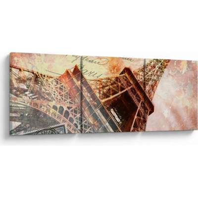 Obraz - Eiffelova veža vo vintage štýle, trojdielne 120x40 cm