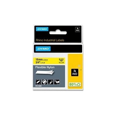 Dymo Rhino 18491 - originální nylonová flexibilní páska - černo-žlutá, 19 mm x 3,5 m