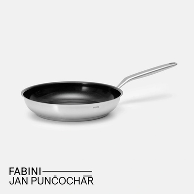 FABINI Panvica & Punčochář ø 26 cm - Nepriľnavá nerezová beznitová panvica z jednovrstvovej nerezovej ocele s nepriľnavým keramickým povrchom bez pokrievky