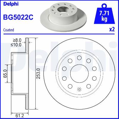 DELPHI Brzdový kotúč BG5022C