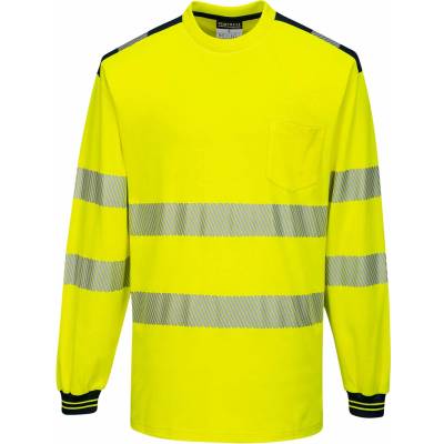 Portwest T185 PW3 Hi-Vis tričko L/S Žltá/Čierna 4XL