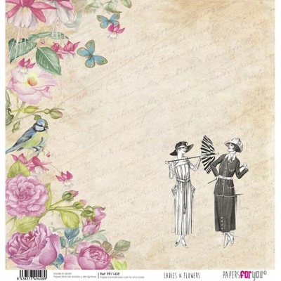 Scrapbookový papír LADIES & FLOWERS - Scrap paper LADIES & FLOWERS