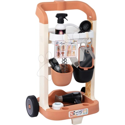 Smoby Kadeřnický vozík s elektronickým fénem na vlasy My Hair Style Trolley se zvukem a světlem 13 doplňků