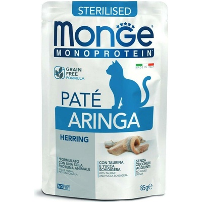 MONGE Monoprotein Paté Sterilised Herring paštéta pre sterilizované mačky so sleďom 85 g