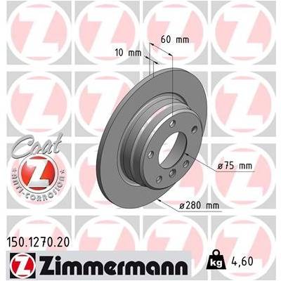 ZIMMERMANN Brzdový kotúč 150127020
