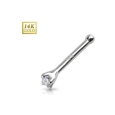 Šperky4U zlatý piercing do nosu čirý zirkon ZL01041-WG