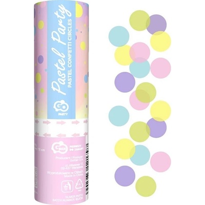 Godan Vystreľovacie konfety Pastel Party farebné papierové krúžky 15cm