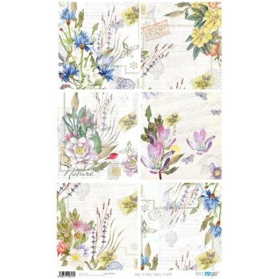 Rýžový papír 54x33 VINTAGE KVĚTINY - Rice Paper 54x33 VINTAGE FLOWERS