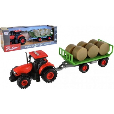 Teddies Traktor Zetor s vlekem a balíky