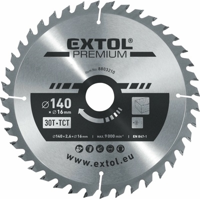 Kotouč pilový s SK plátky, ⌀140x2,6x16mm, 30T EXTOL PREMIUM