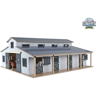 Kids Globe 610311 Farming Koňská stáj se 7 boxy a pastvinou 1:24
