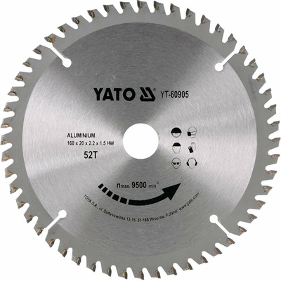 Yato kotouč na hliník 160 x 20 mm 52z - YT-60905