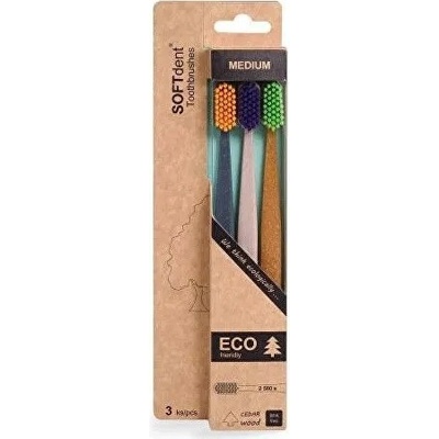 SOFTdent ECO kartáček na zuby střední tvrdost 3 ks