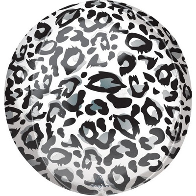 Foliový balonek koule Leopard stříbrný 40 cm