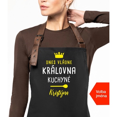Kariban HobbyTriko Zástěra pro ženy se jménem EXCLUSIVE Dnes vládne královna kuchyně.. Černošedá