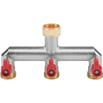 Bradas Rozdělovač na kohoutek vnitřní závit 3/4" 3-cestný vnější závit 3/4" s ventily BR-BR-3134