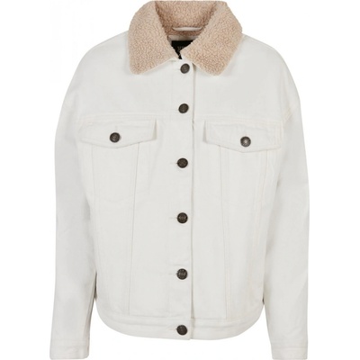 Ladies Oversized Sherpa Denim Jacket off white raw
