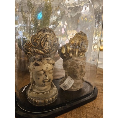 Hnědo-zlatá dekorace socha hlava Buddha – 12x9x22 cm