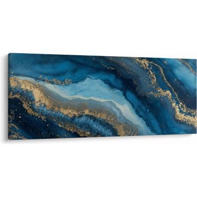 Obraz - Modrá mramorová abstrakcia, jednodielne 120x50 cm