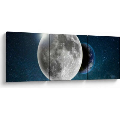 Obraz - Země v zákrytu Měsíce, třídílný 90x30 cm